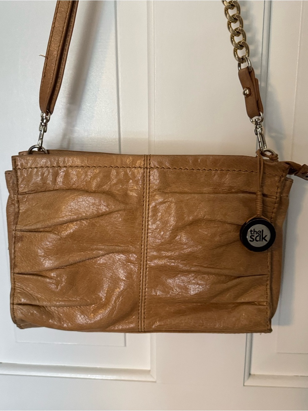 The Sak Charleston 100% Leather Camel Tan Crossbody Bag Slouchy